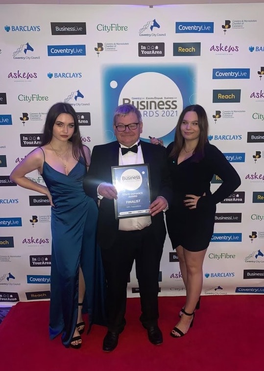 Kevin Duffy and his daughters at the Coventry Live Business Awards